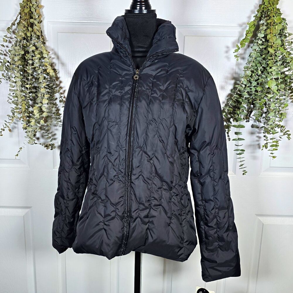 Nine West Women's Black Down Puffer Jacket Quilted Full Zip Size XL 9WKT7064 NWT